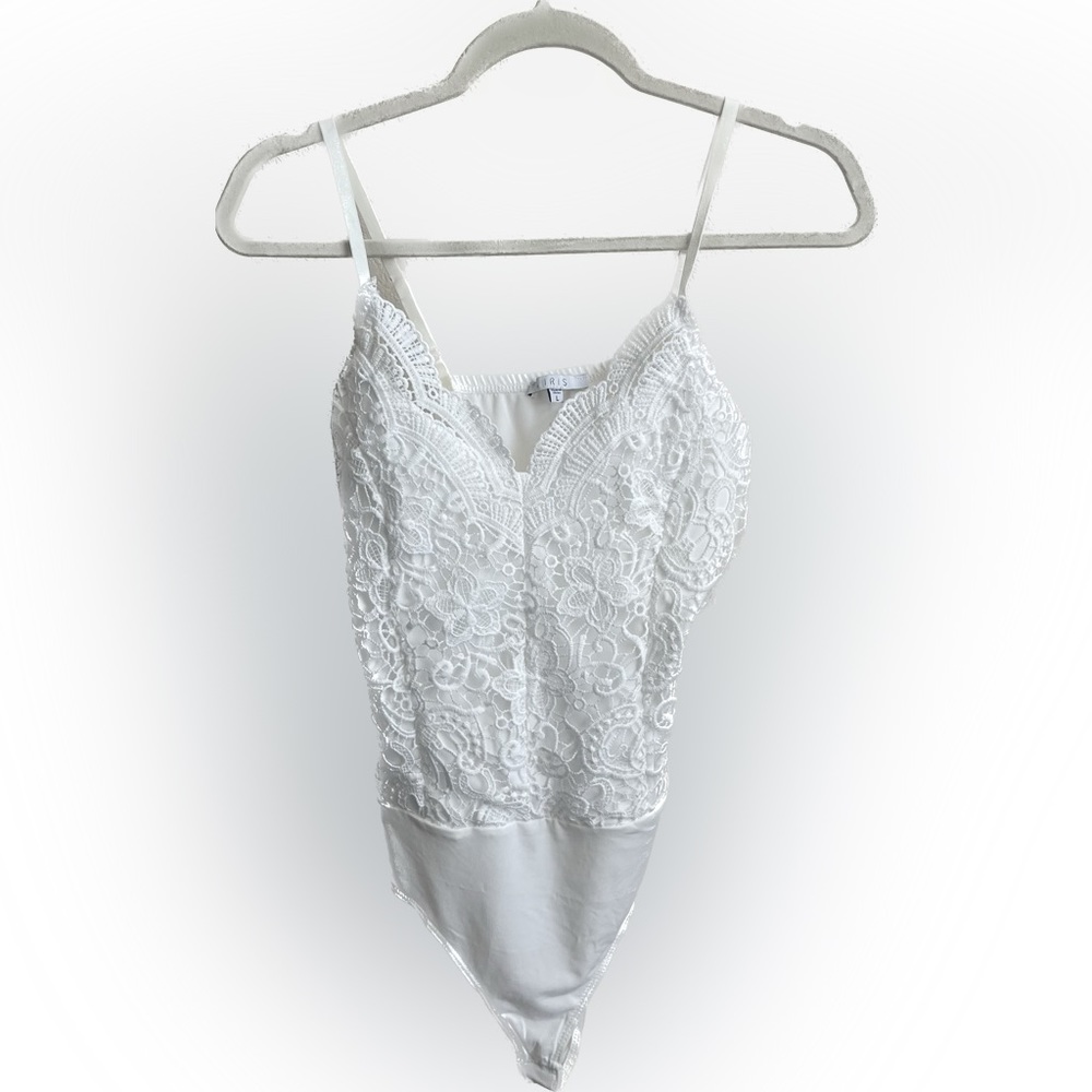 Iris White Lace Bodysuit, NWT